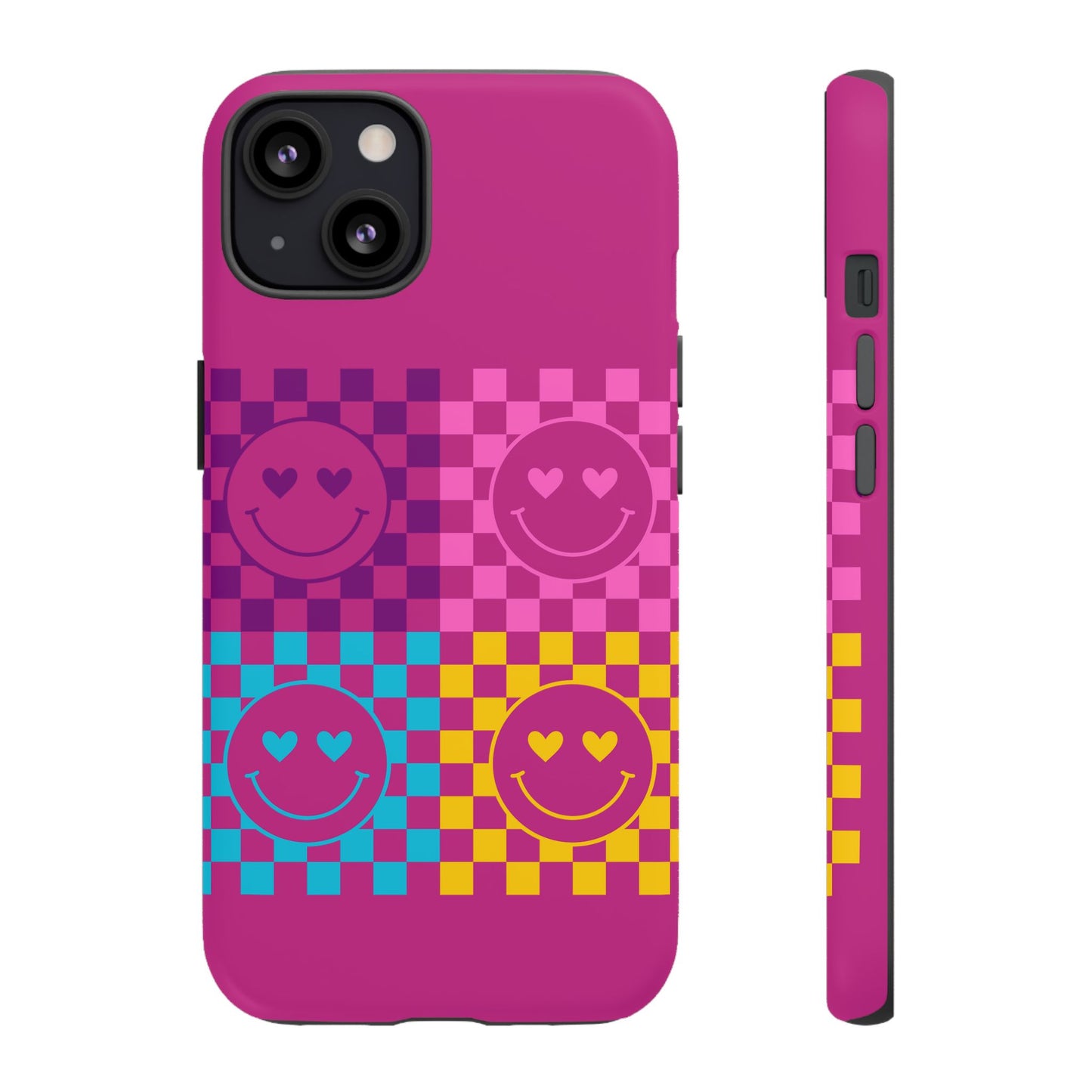 Happy Face Checkered Phone Case - Tough Cases