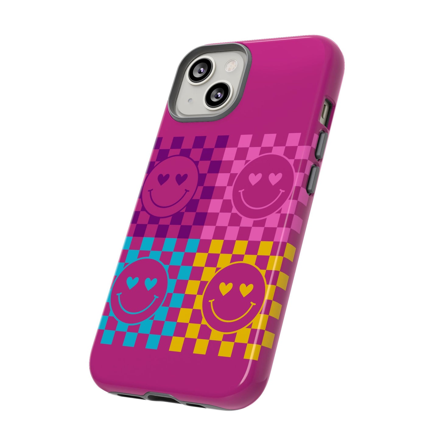 Happy Face Checkered Phone Case - Tough Cases