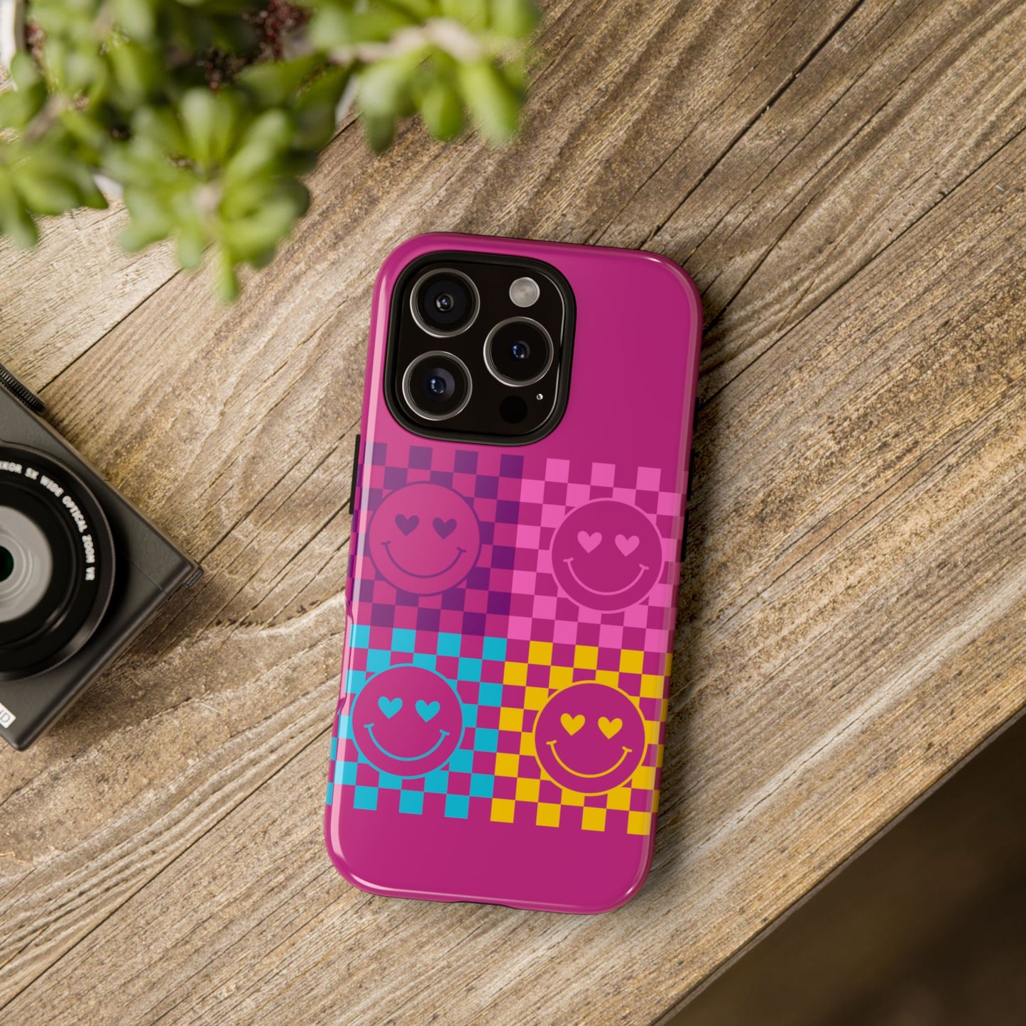 Happy Face Checkered Phone Case - Tough Cases