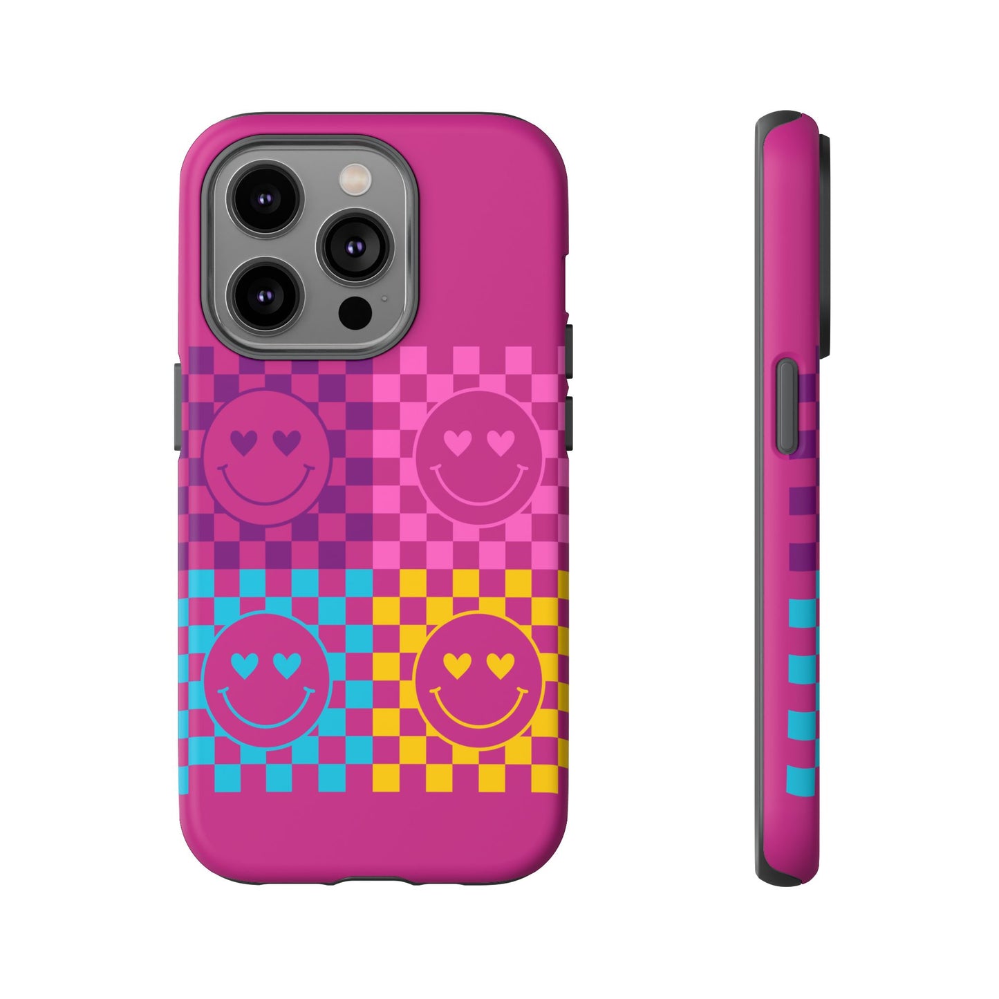 Happy Face Checkered Phone Case - Tough Cases