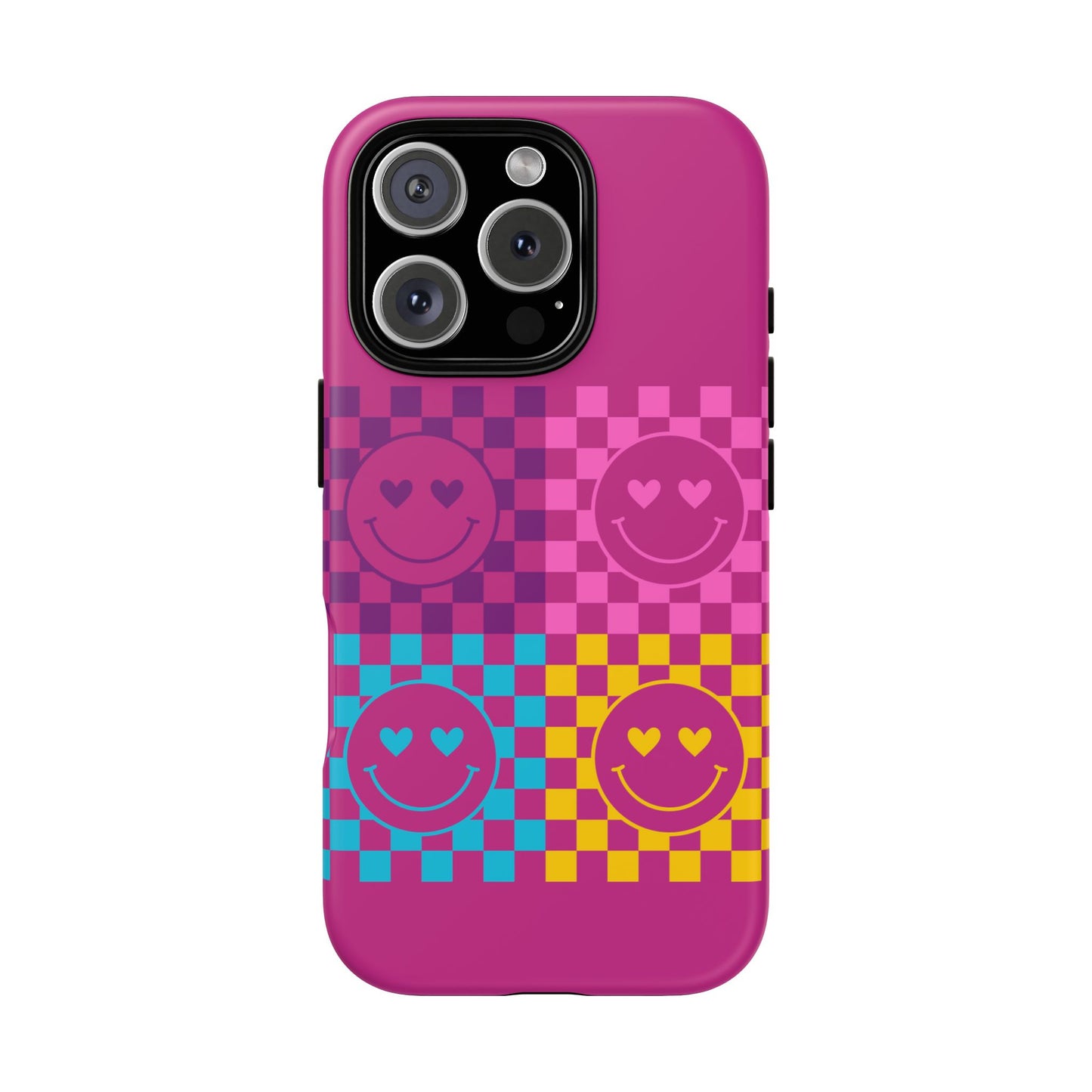 Happy Face Checkered Phone Case - Tough Cases