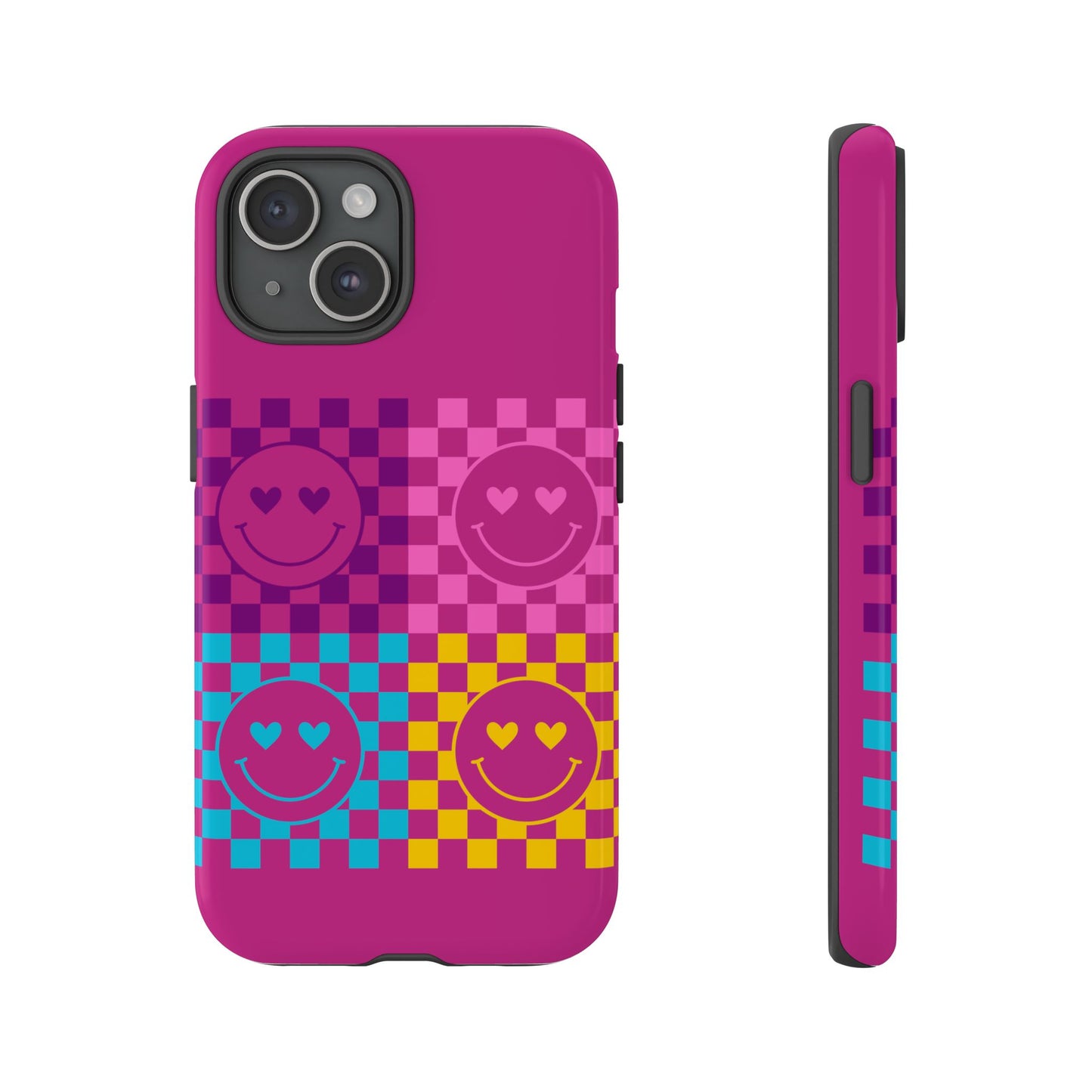 Happy Face Checkered Phone Case - Tough Cases