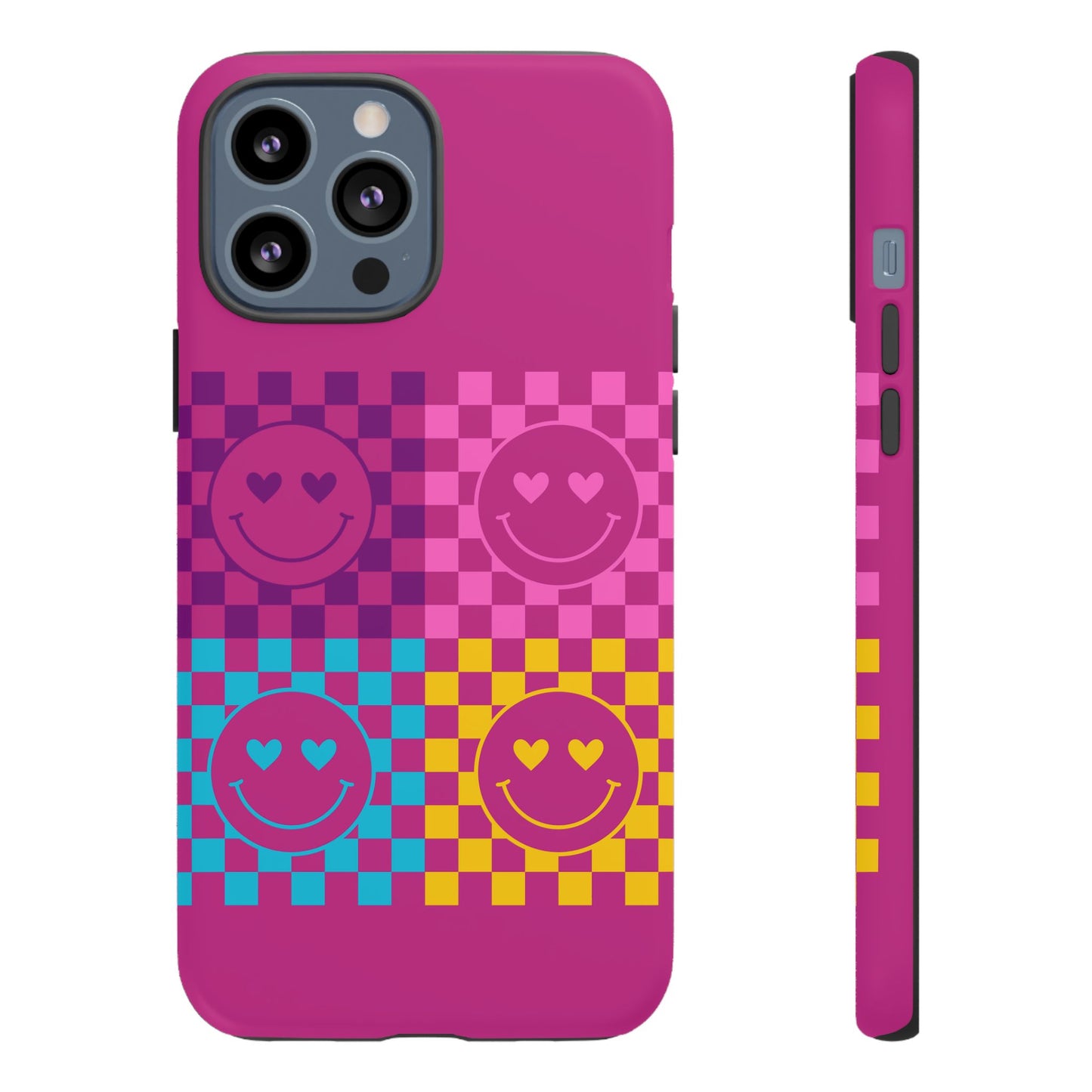 Happy Face Checkered Phone Case - Tough Cases