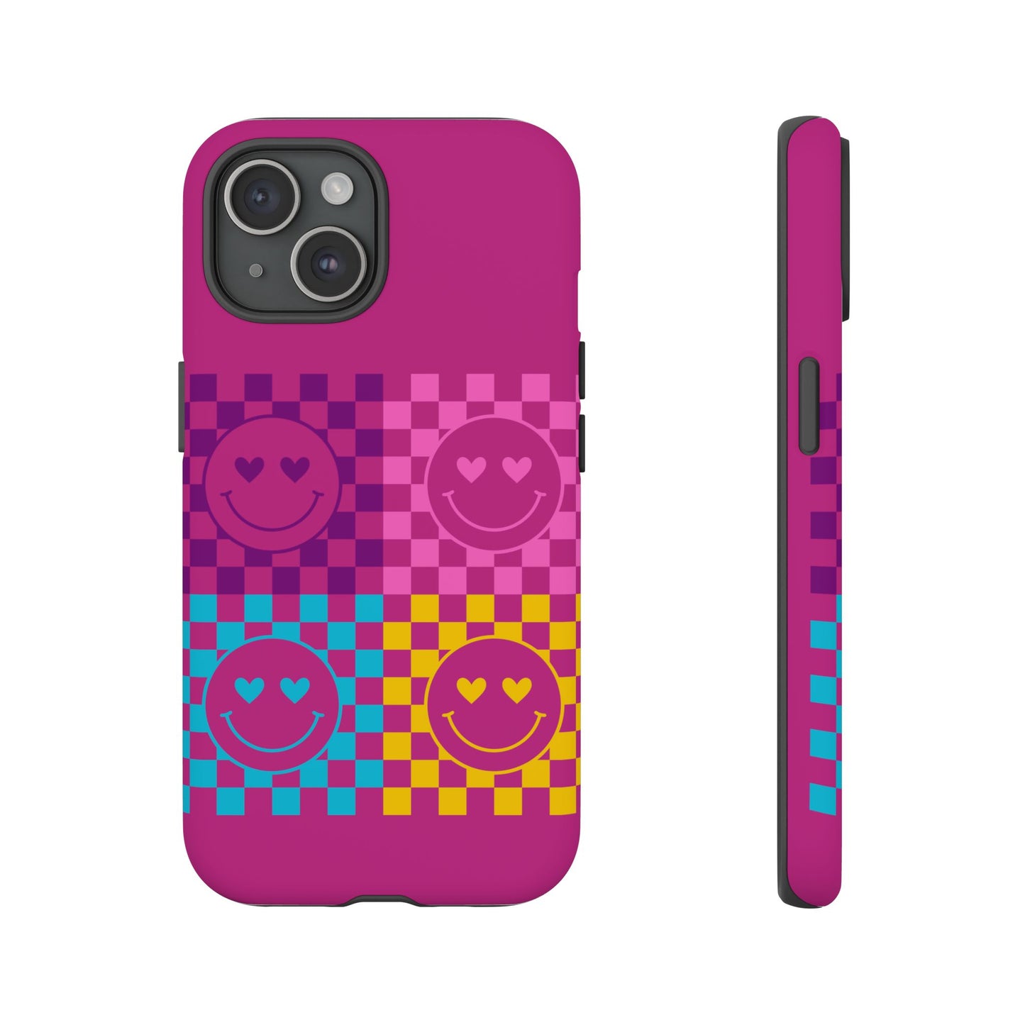 Happy Face Checkered Phone Case - Tough Cases