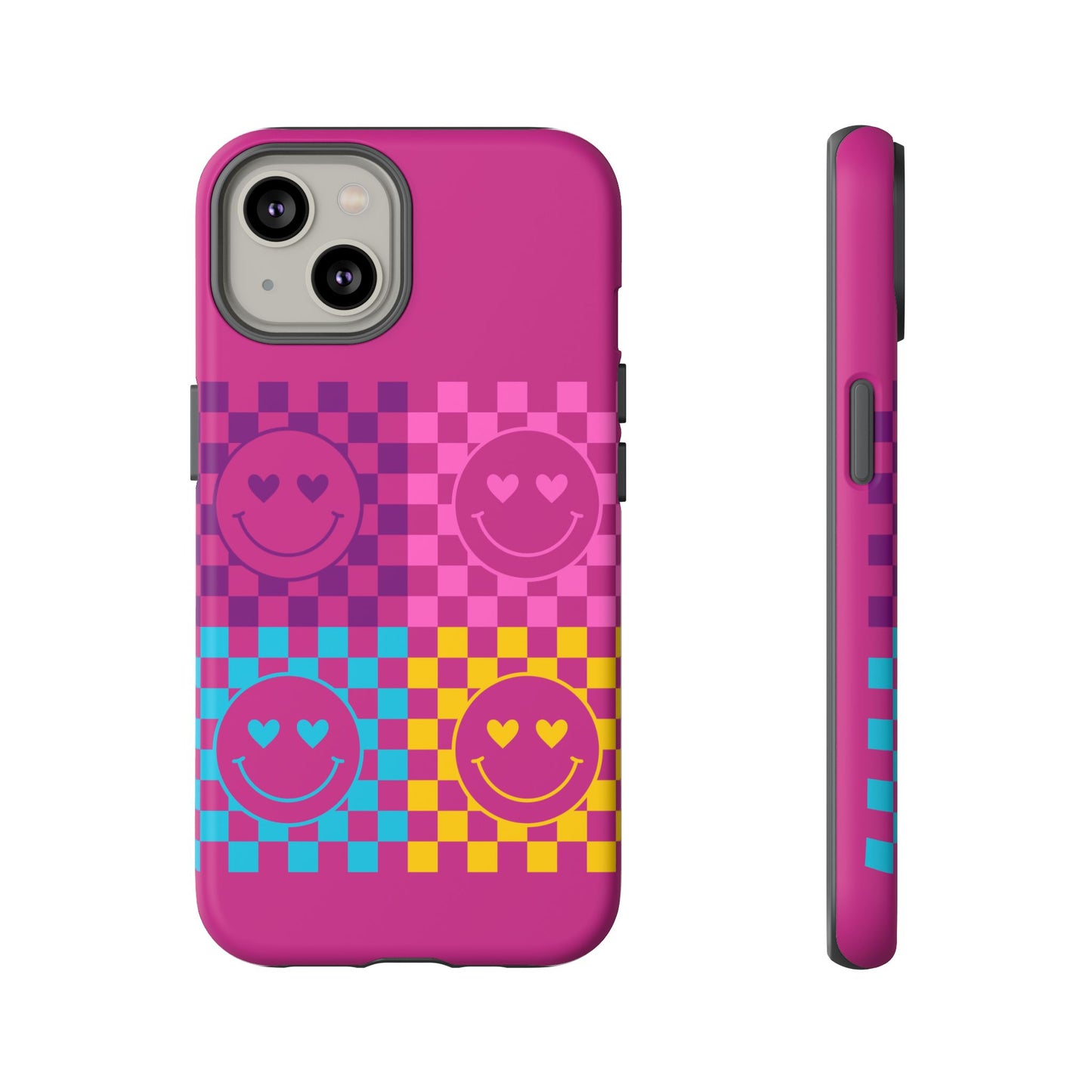 Happy Face Checkered Phone Case - Tough Cases