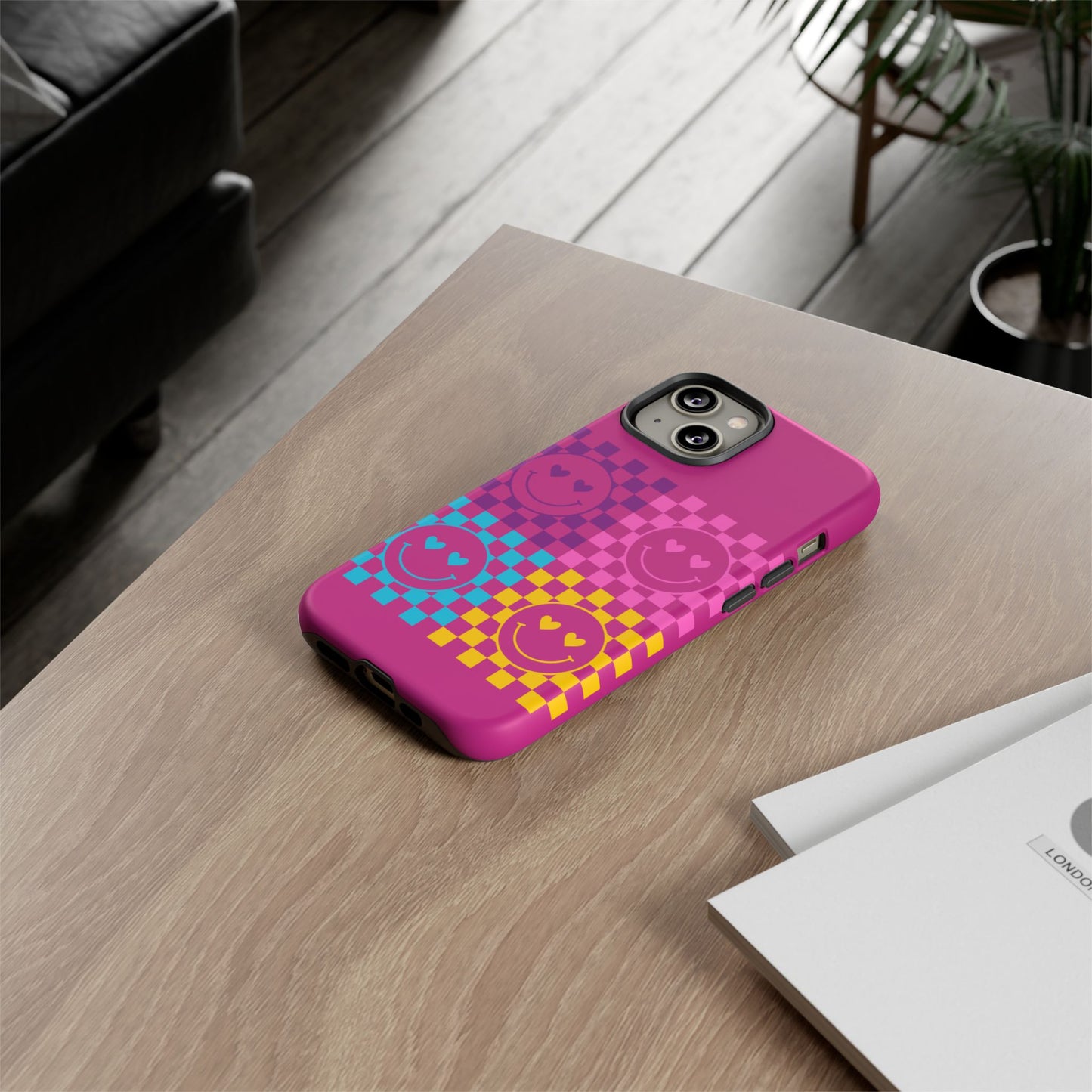 Happy Face Checkered Phone Case - Tough Cases