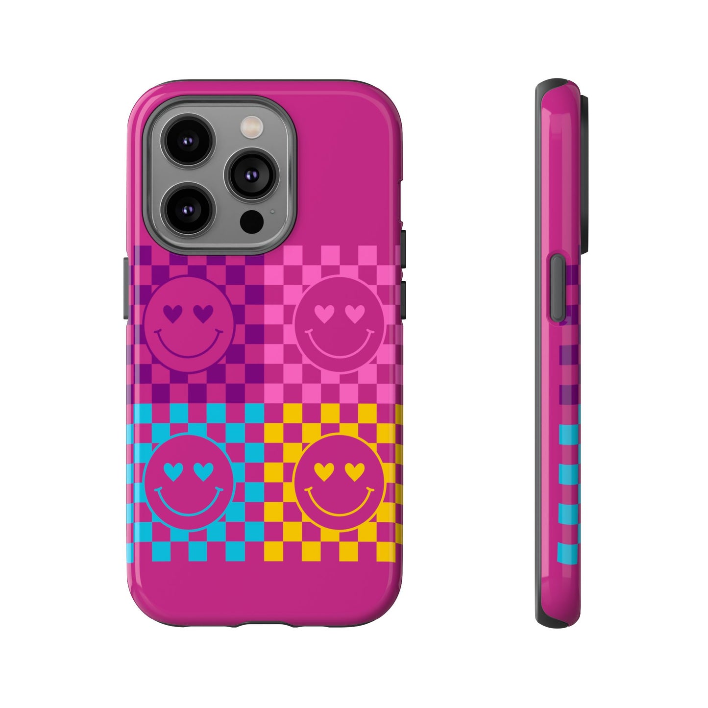 Happy Face Checkered Phone Case - Tough Cases