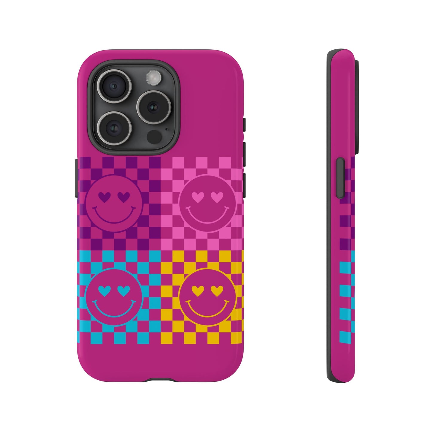 Happy Face Checkered Phone Case - Tough Cases