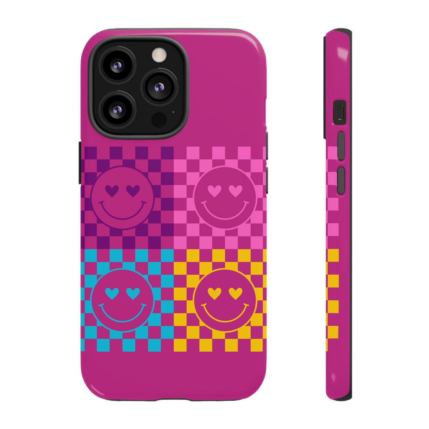 Happy Face Checkered Phone Case - Tough Cases