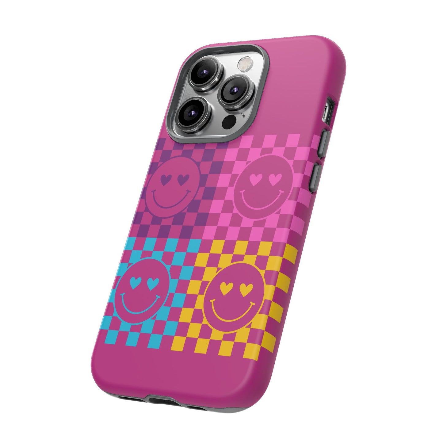 Happy Face Checkered Phone Case - Tough Cases