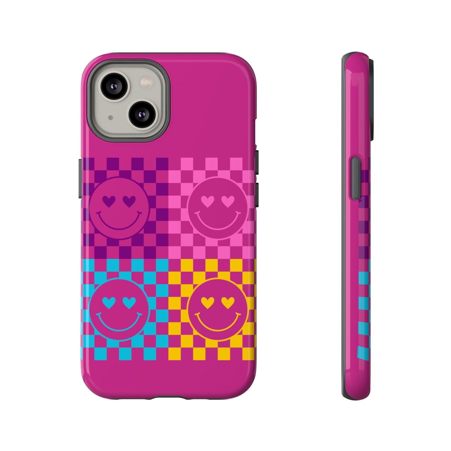 Happy Face Checkered Phone Case - Tough Cases