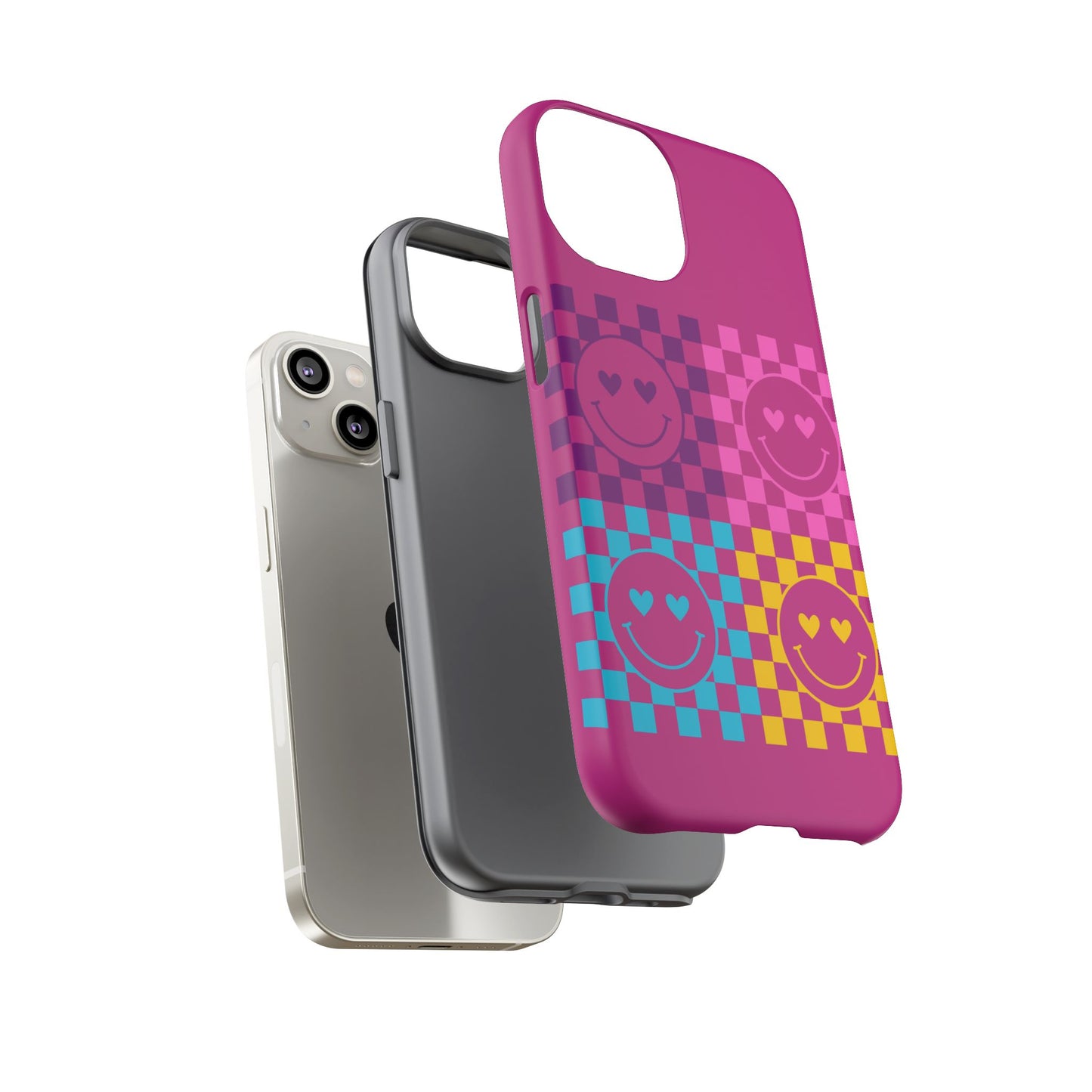 Happy Face Checkered Phone Case - Tough Cases