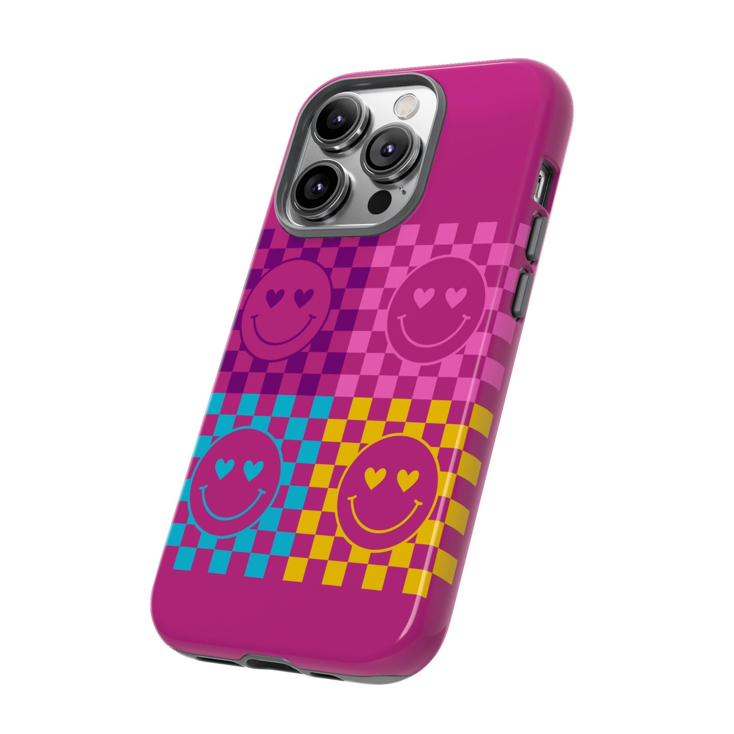 Happy Face Checkered Phone Case - Tough Cases