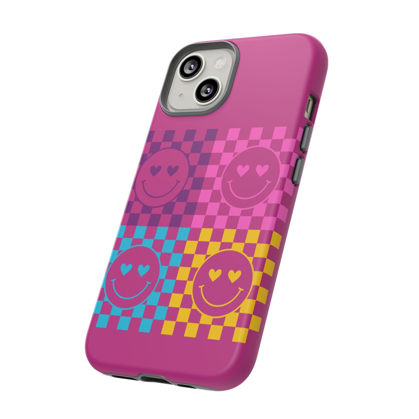 Happy Face Checkered Phone Case - Tough Cases